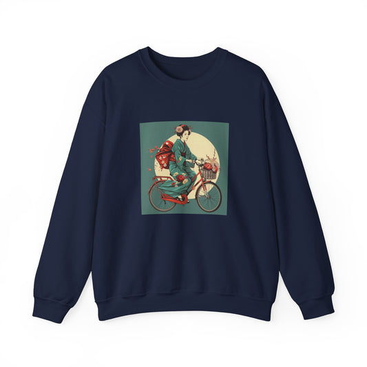 Vintage Geisha Riding A Bicycle Sweatshirt - Nihon Kollection