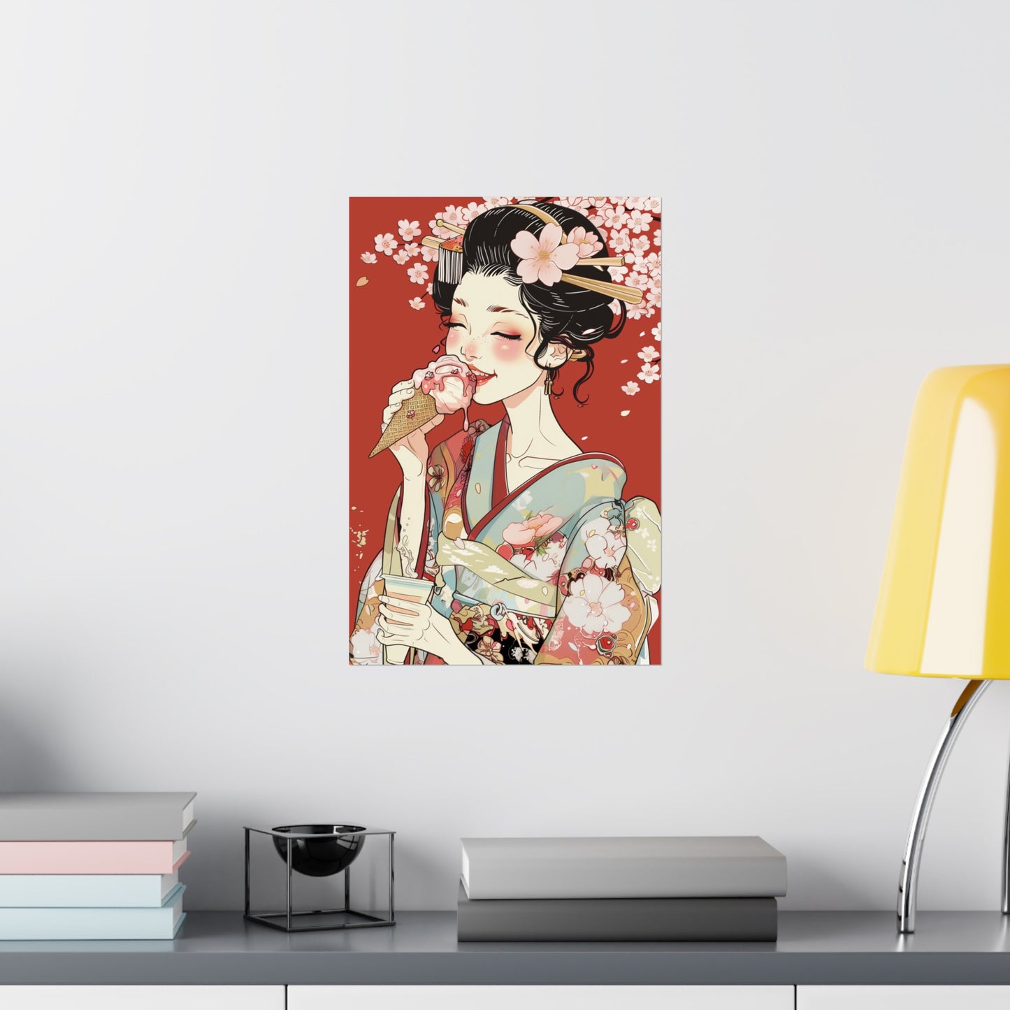 Geisha Enjoying Ice-cream Poster - Nihon Kollection