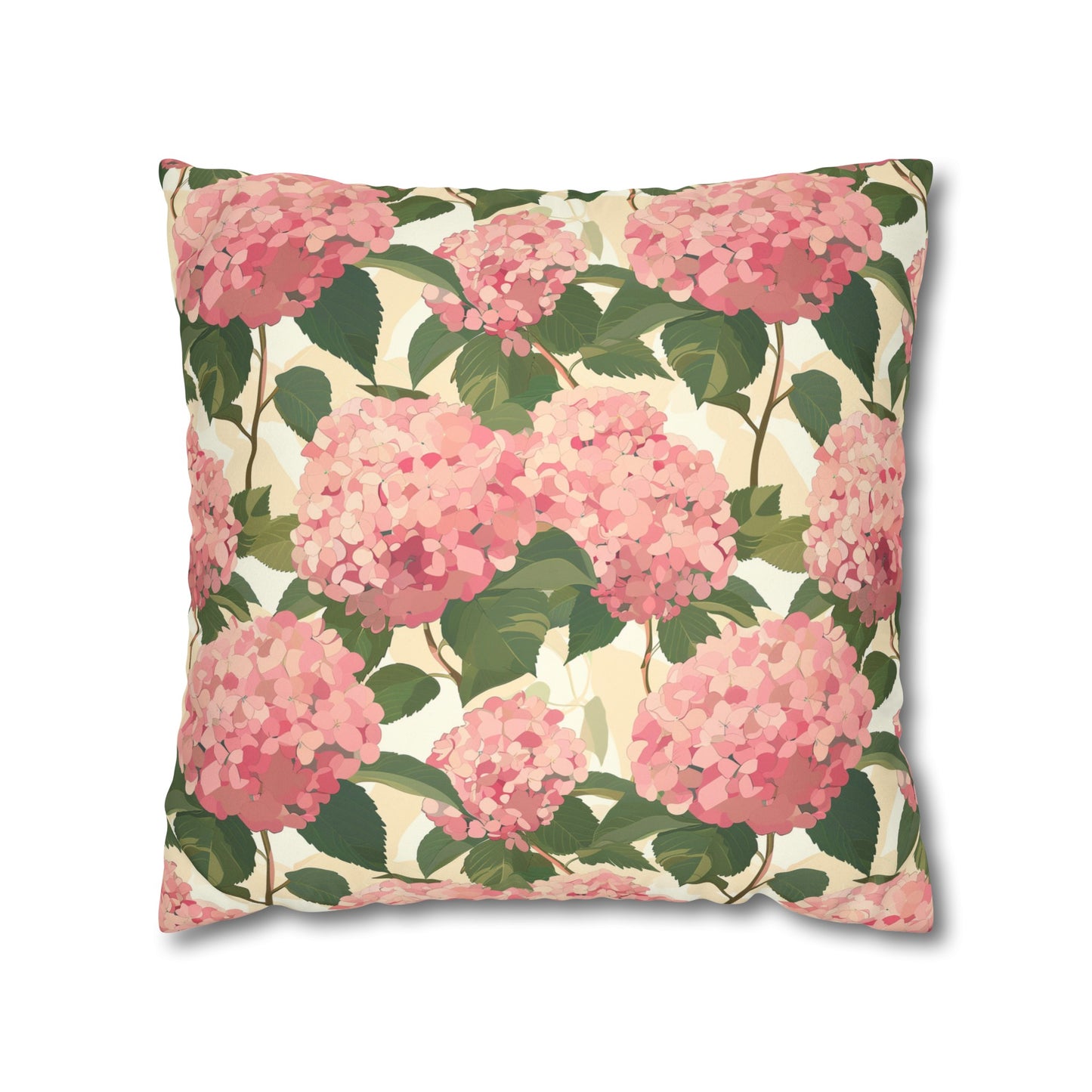 Japanese Pink Hydrangea Faux Suede Square Pillowcase - Nihon Kollection