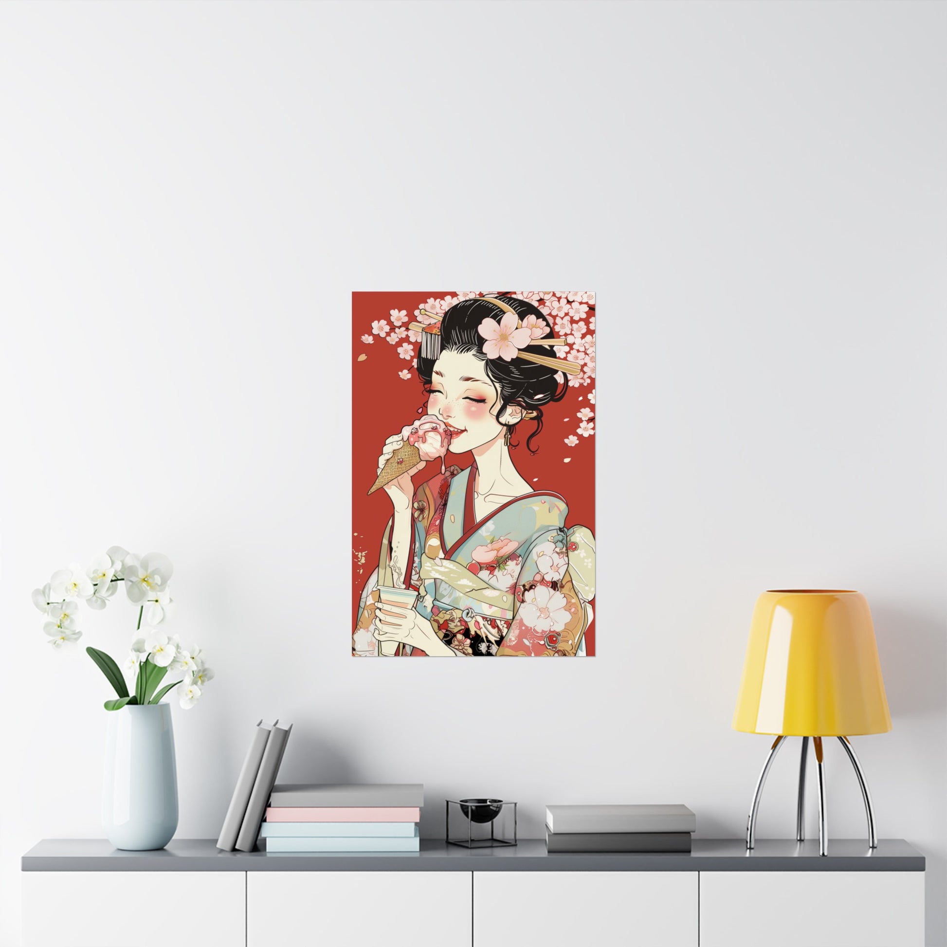 Geisha Enjoying Ice-cream Poster - Nihon Kollection