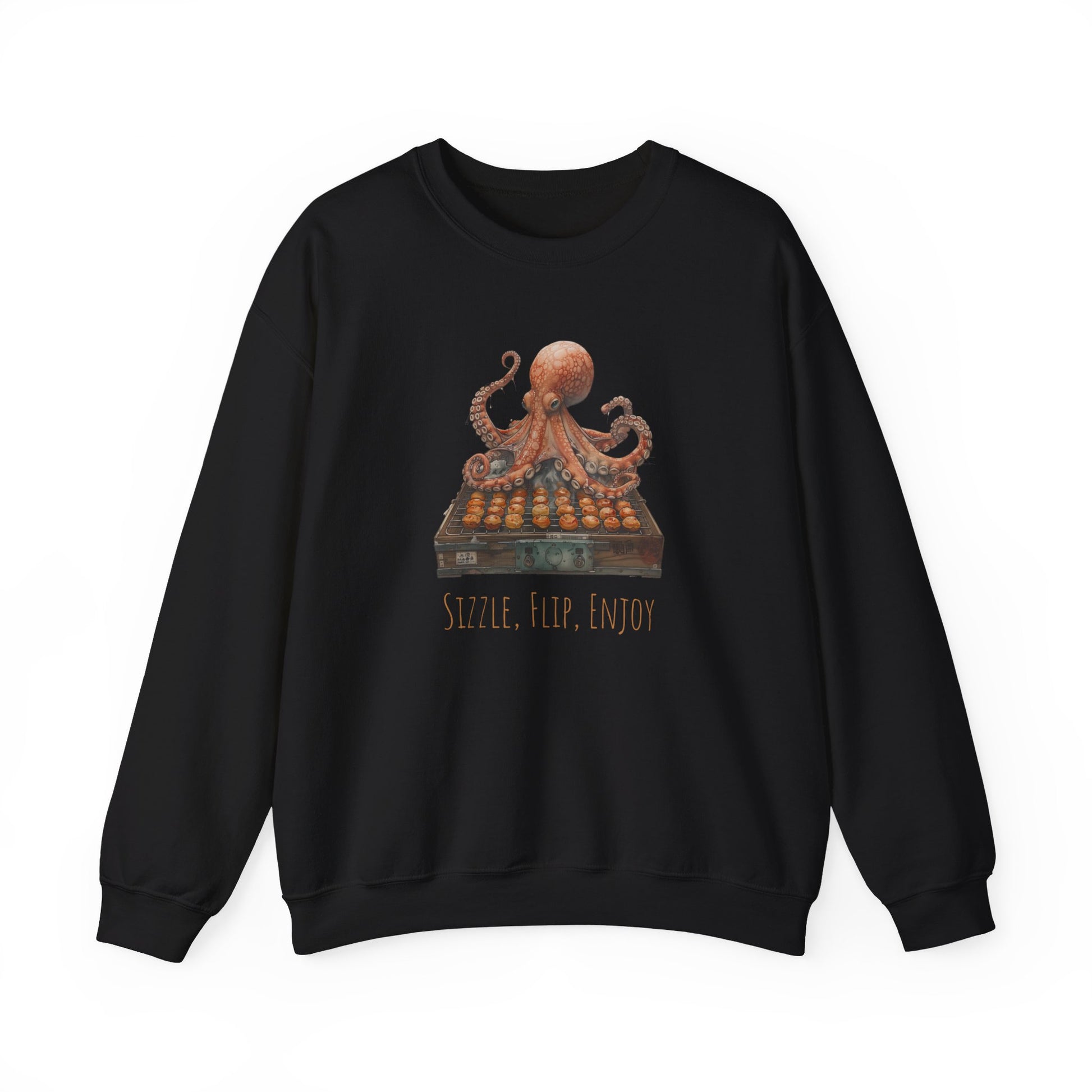 Sizzle, Flip, Enjoy Octopus Flipping Takoyaki Sweatshirt - Nihon Kollection