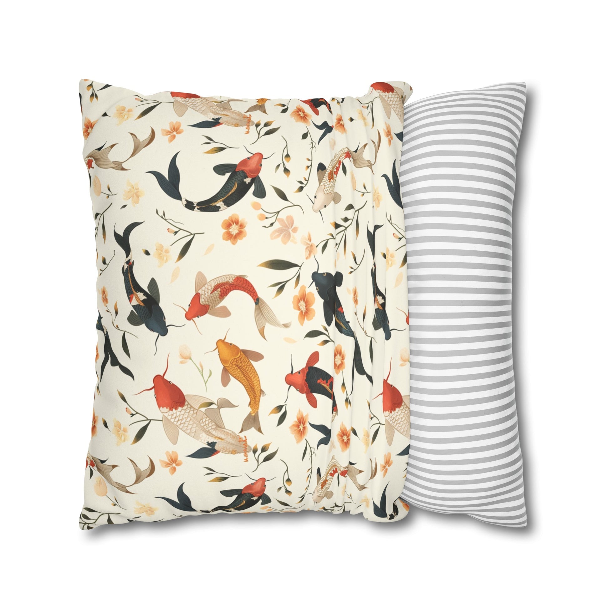 Koi Fish Suede Square Pillowcase - Nihon Kollection