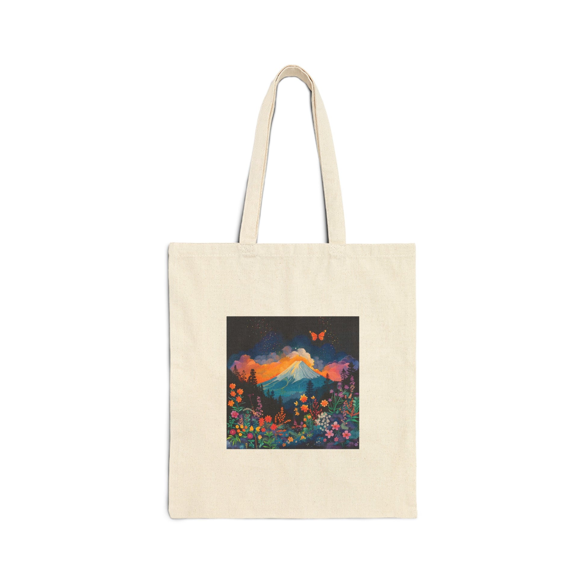 Mount Fuji with Butterflies and Flowers Tote Bag - Nihon Kollection