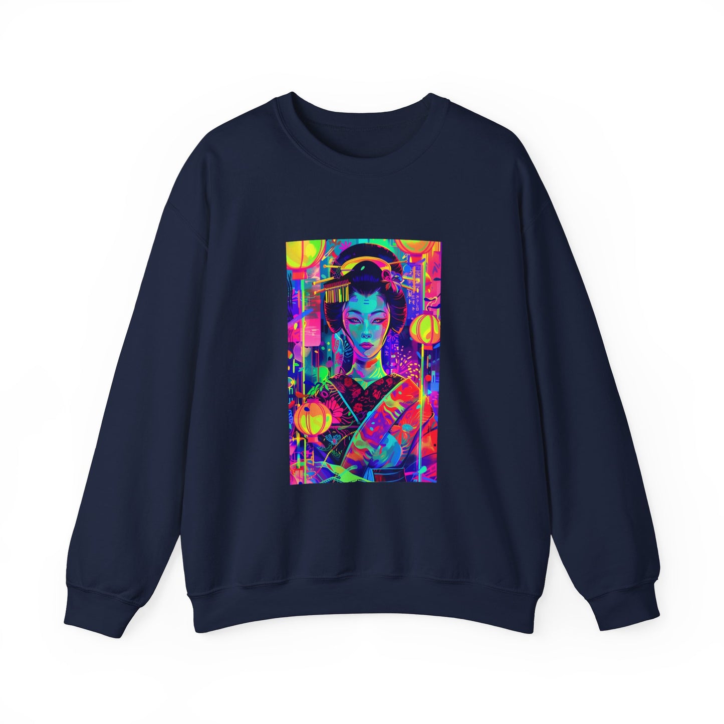 Retro Geisha With Neon Lights Sweatshirt - Nihon Kollection