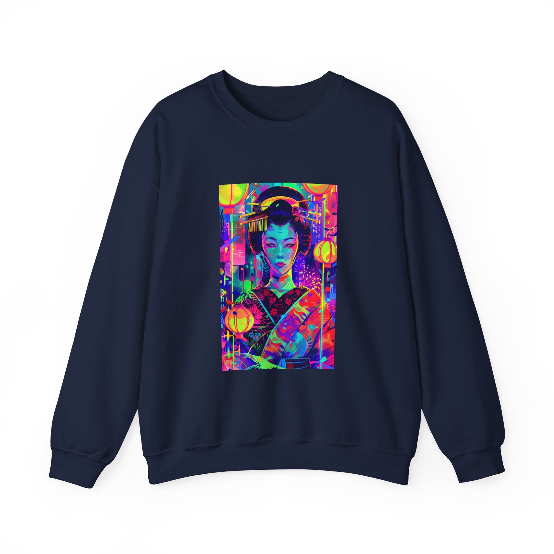 Retro Geisha With Neon Lights Sweatshirt - Nihon Kollection