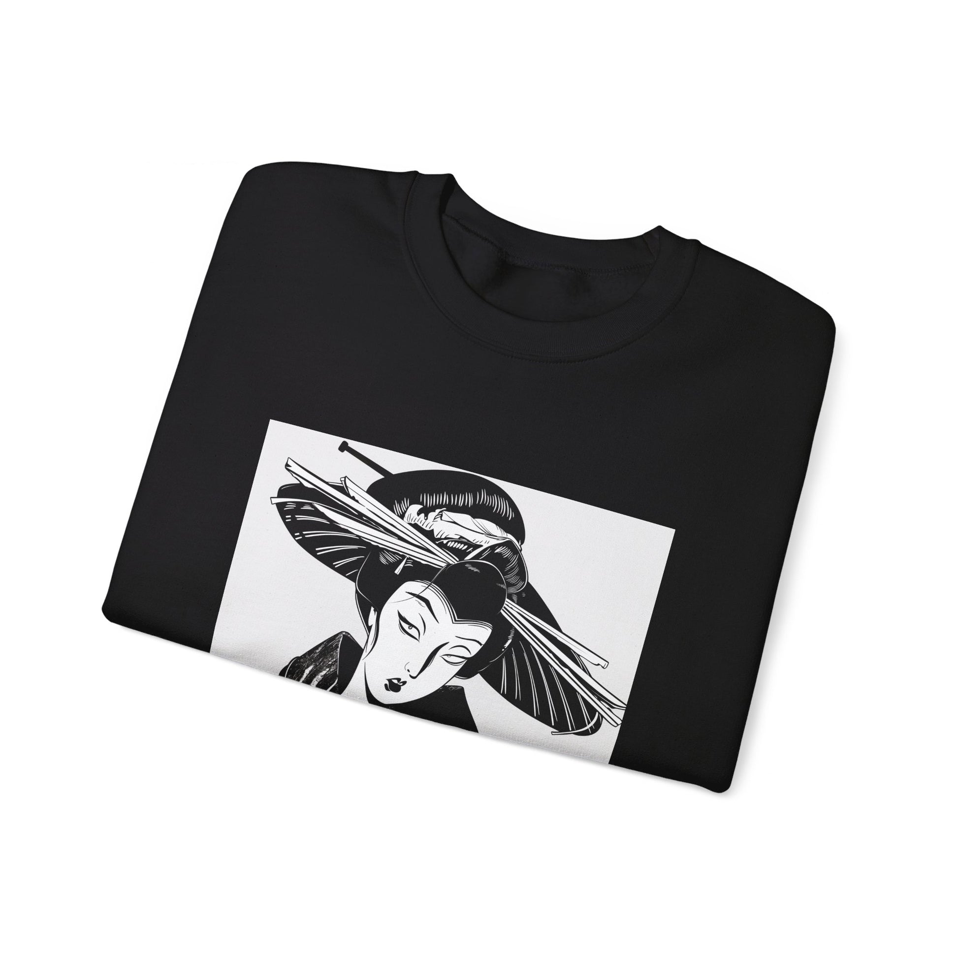 Geisha Portrait In Black And White Sweatshirt - Nihon Kollection