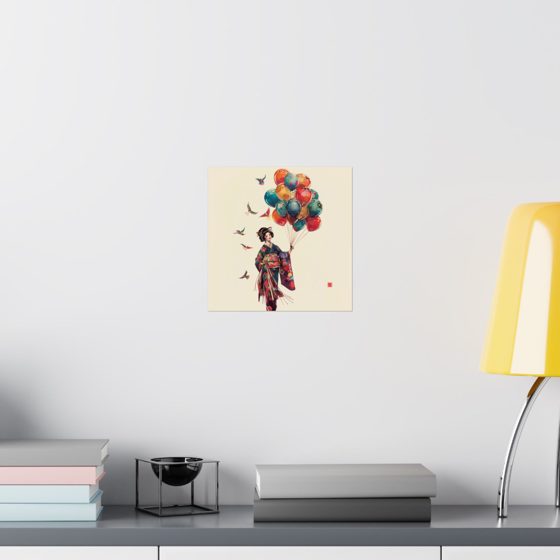 Geisha Holding Balloons Poster - Nihon Kollection