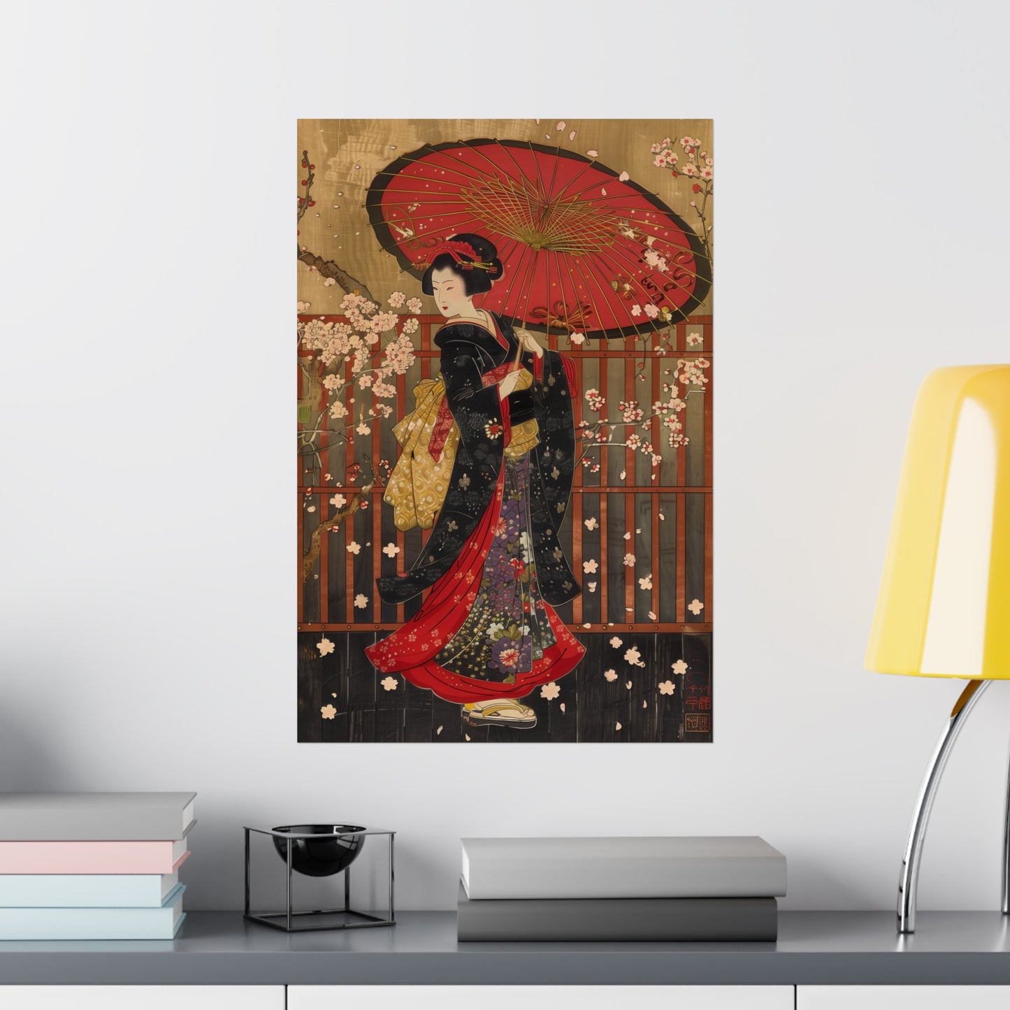 Ukiyo-e art Geisha Holding Umbrella Japanese Woodblock Poster - Nihon Kollection