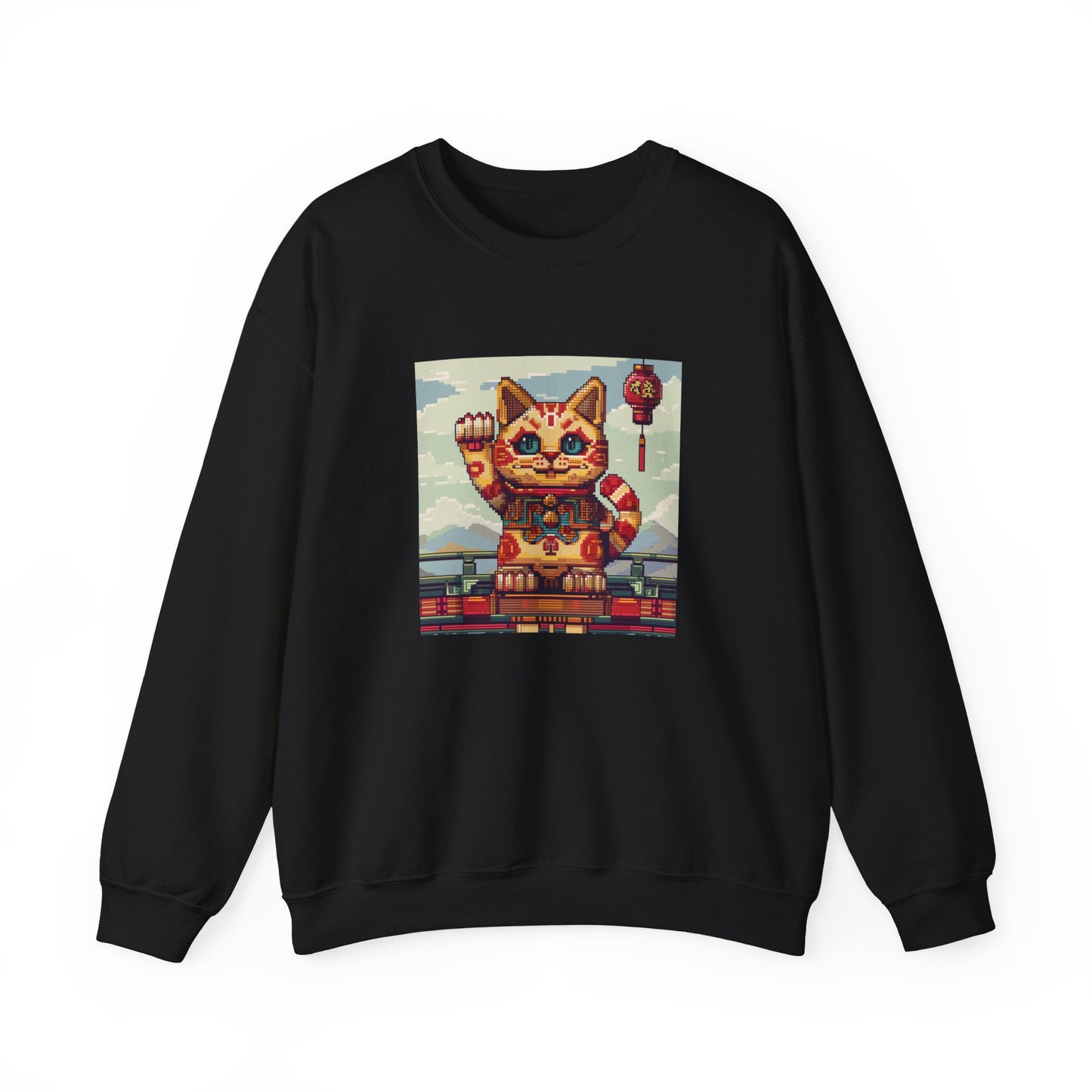 Pixel Art Maneki Neko Lucky Cat Sweatshirt - Nihon Kollection