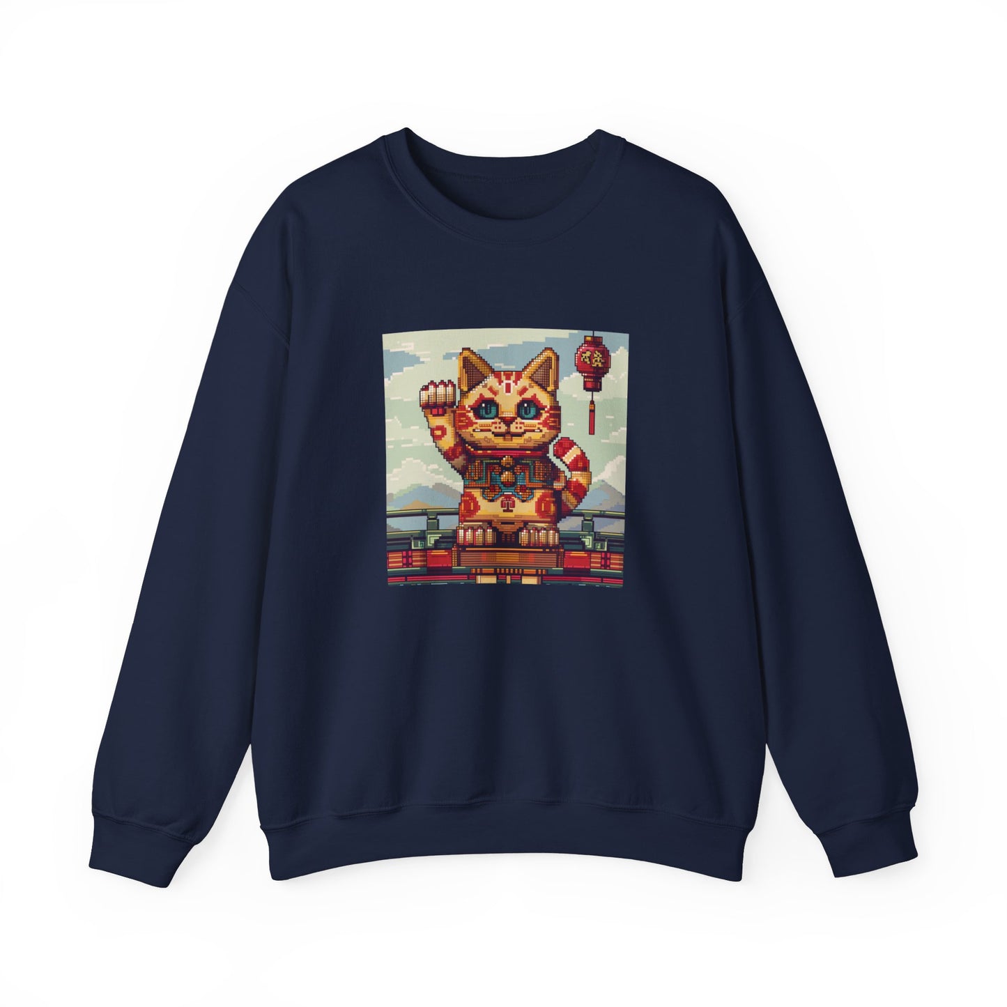 Pixel Art Maneki Neko Lucky Cat Sweatshirt - Nihon Kollection