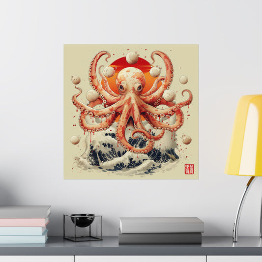 Wave Riding Octopus Poster - Nihon Kollection