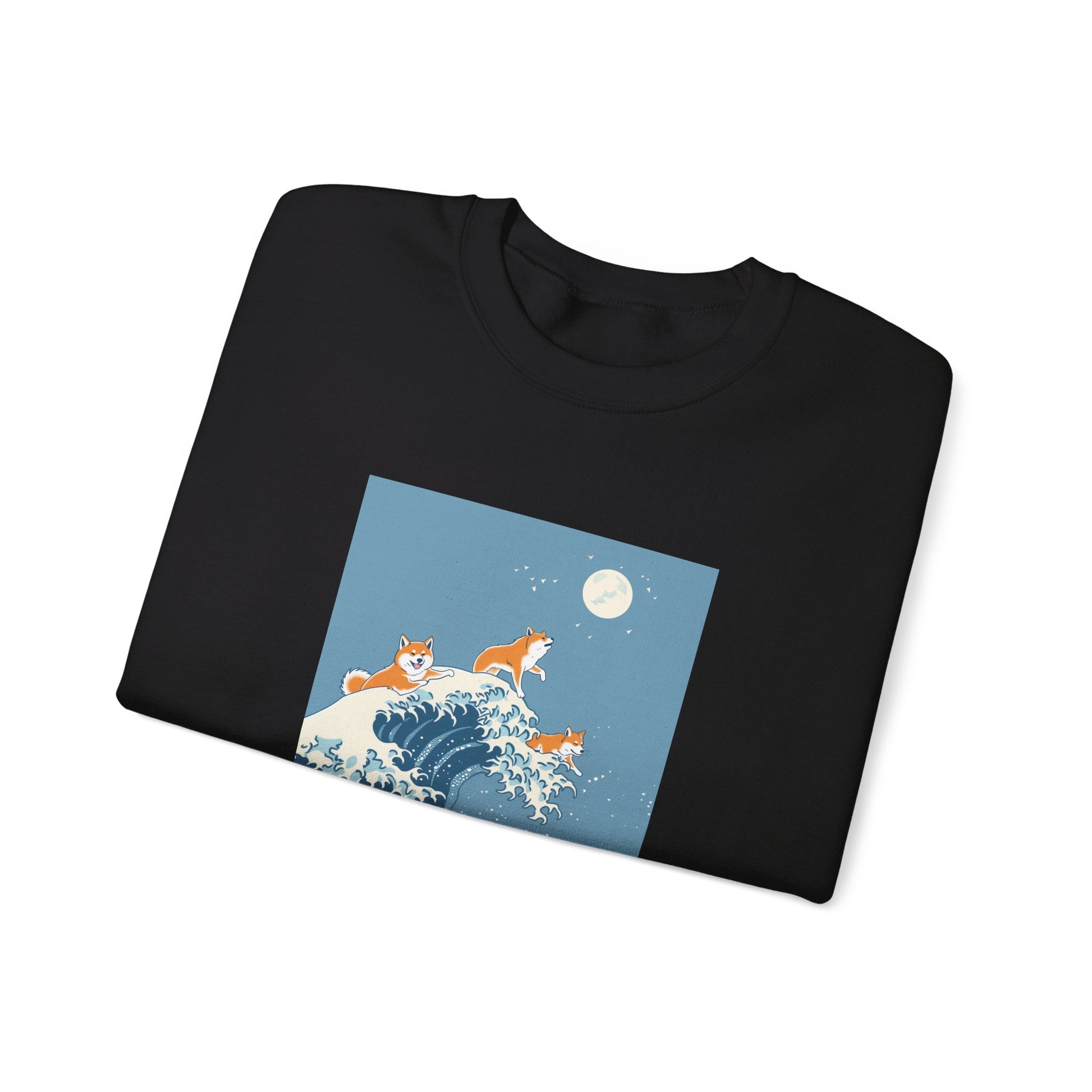 Shiba Inu Dogs Riding Hokusai the Great Wave Sweatshirt - Nihon Kollection