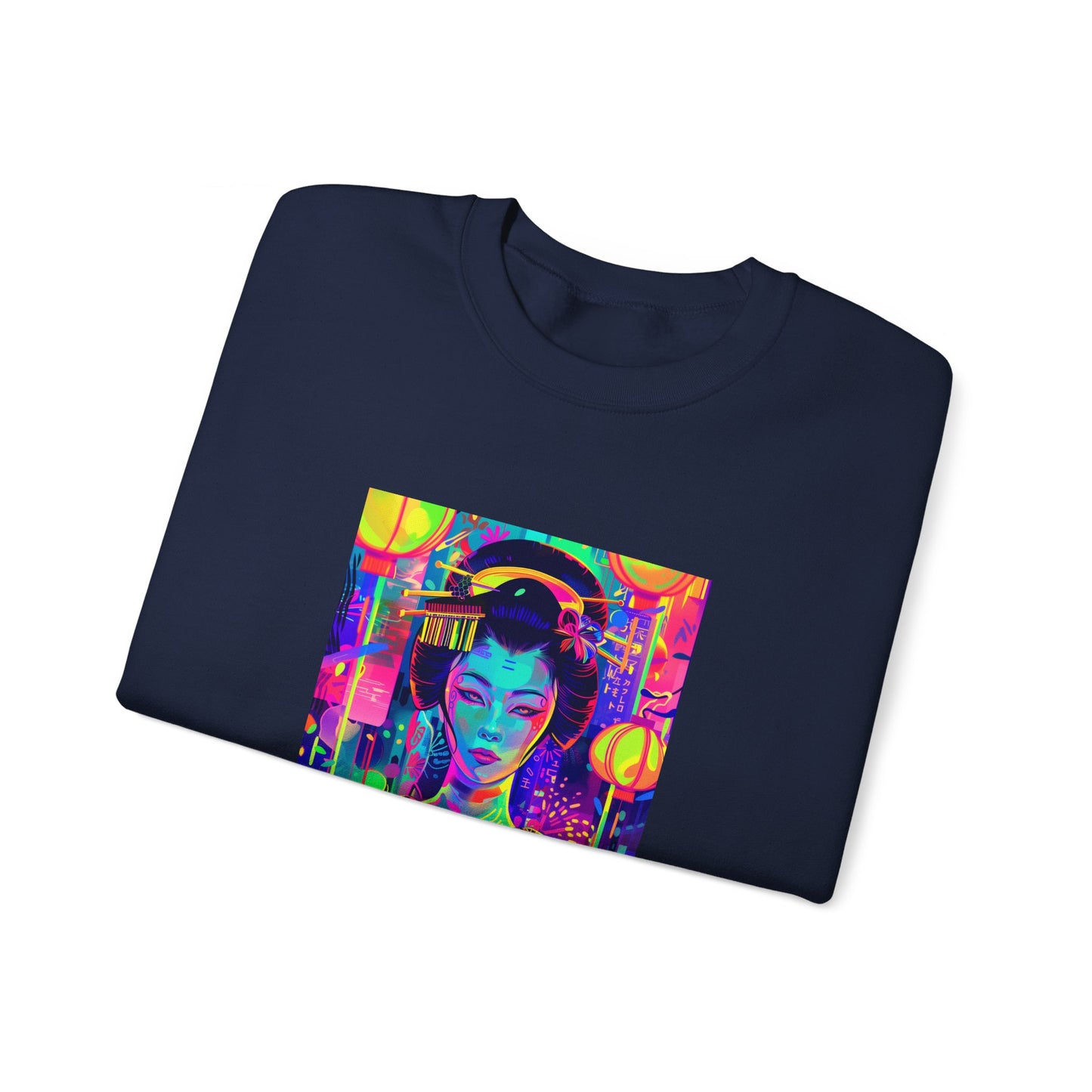 Retro Geisha With Neon Lights Sweatshirt - Nihon Kollection