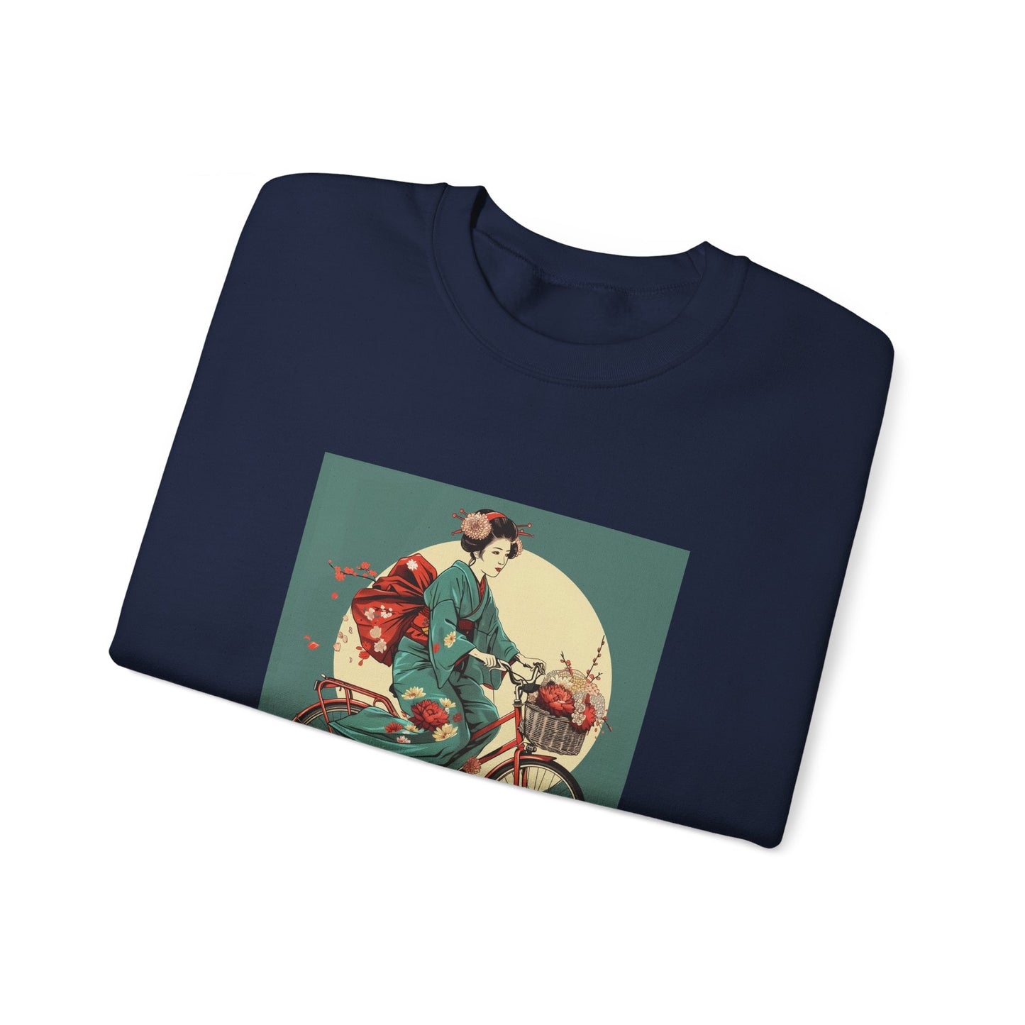 Vintage Geisha Riding A Bicycle Sweatshirt - Nihon Kollection