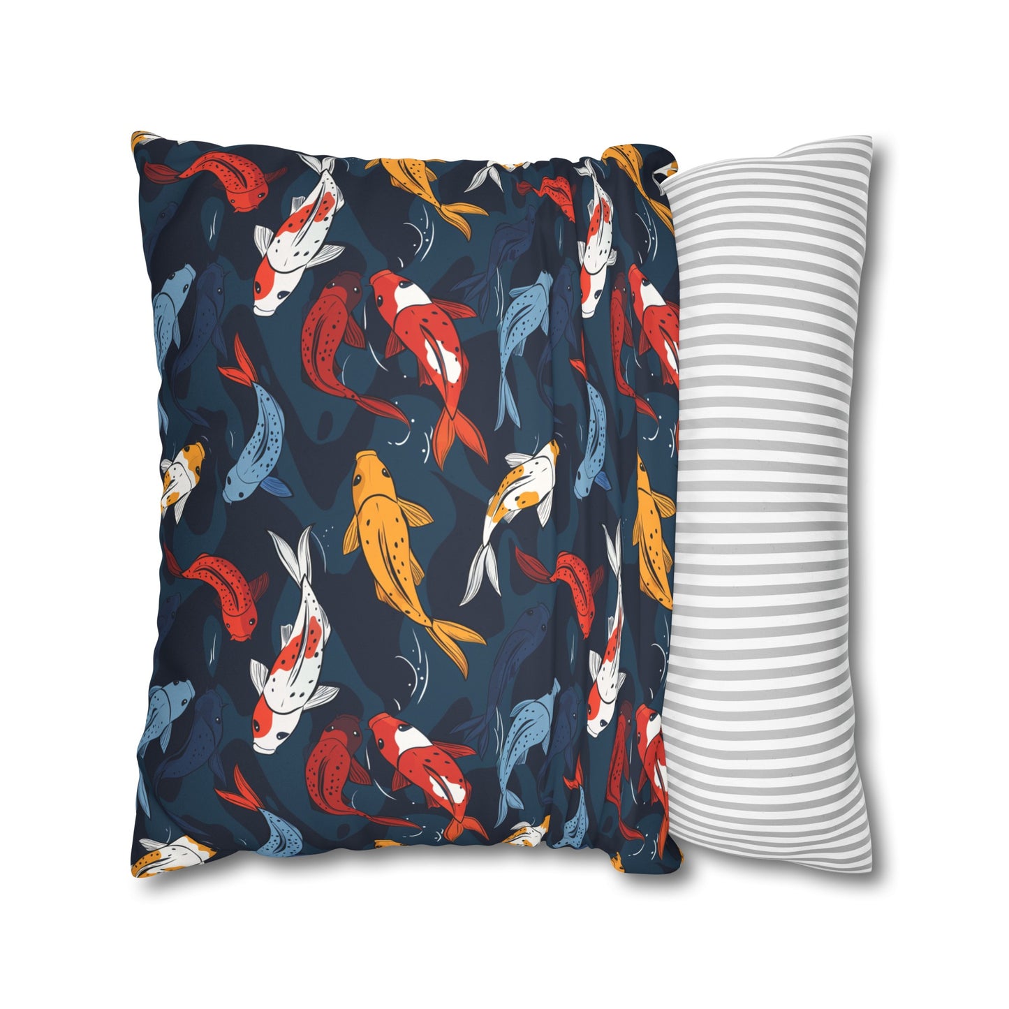 Japanese Koi Fish Faux Suede Square Pillowcase - Nihon Kollection