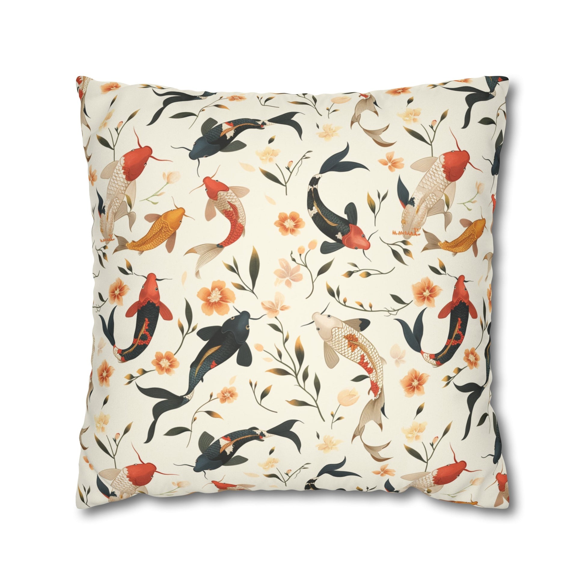 Koi Fish Suede Square Pillowcase - Nihon Kollection