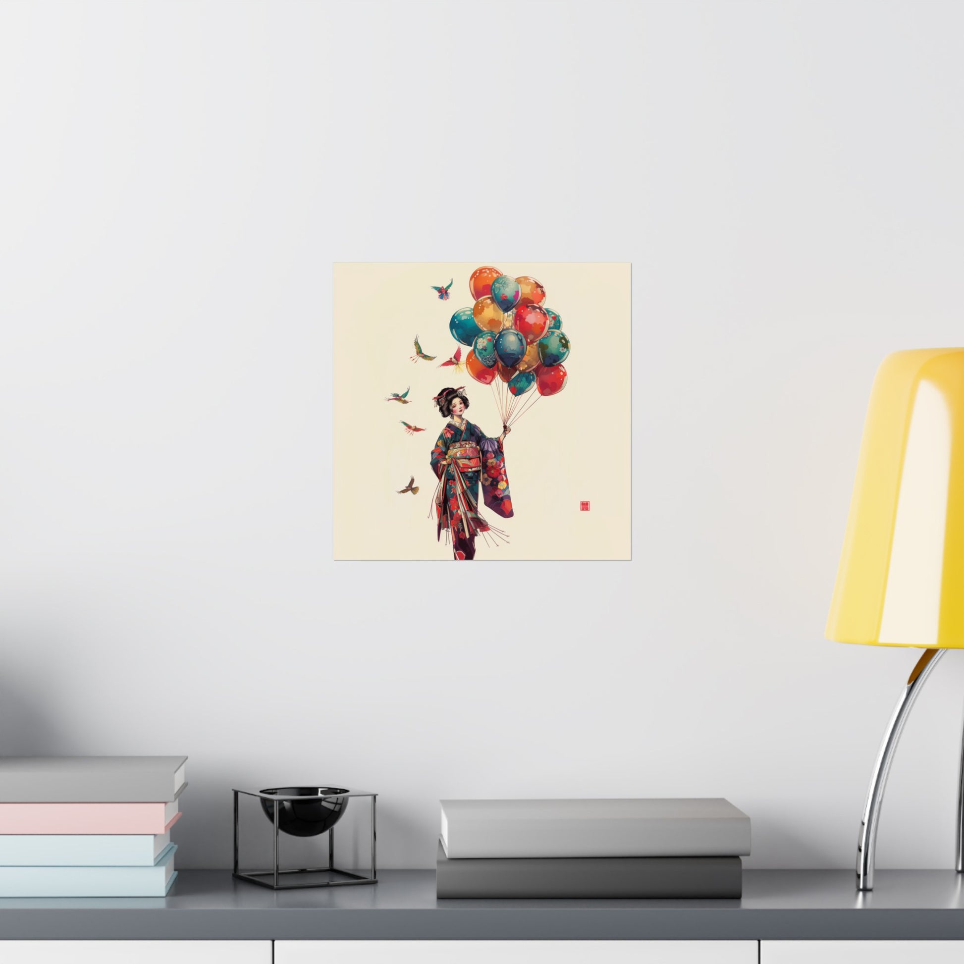 Geisha Holding Balloons Poster - Nihon Kollection