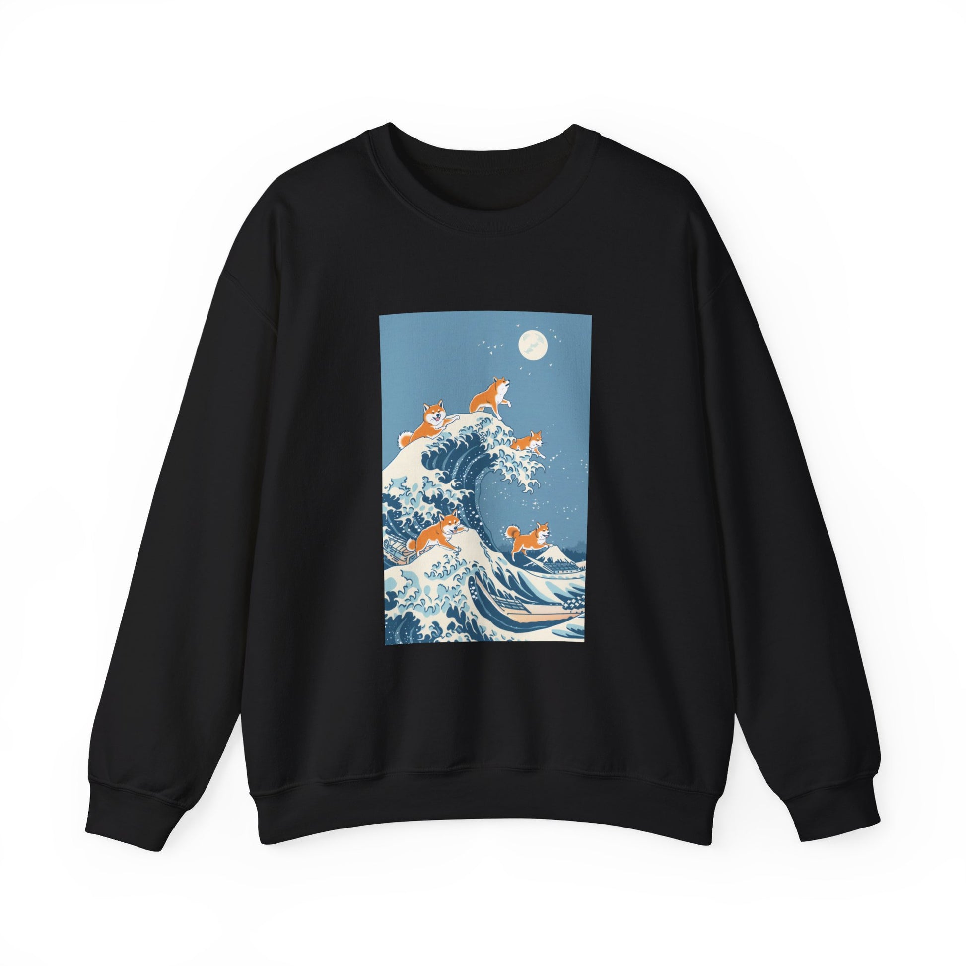 Shiba Inu Dogs Riding Hokusai the Great Wave Sweatshirt - Nihon Kollection