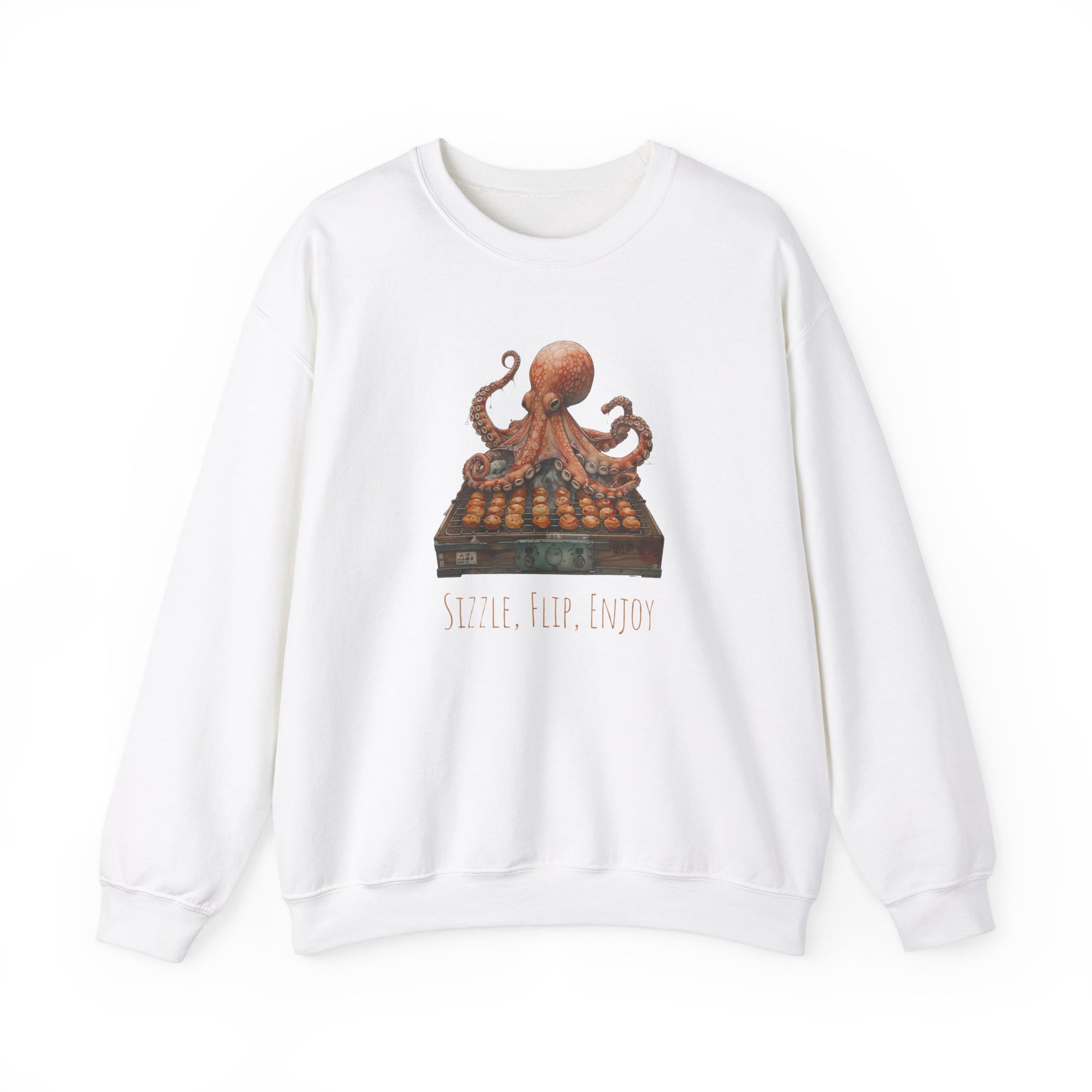 Sizzle, Flip, Enjoy Octopus Flipping Takoyaki Sweatshirt - Nihon Kollection