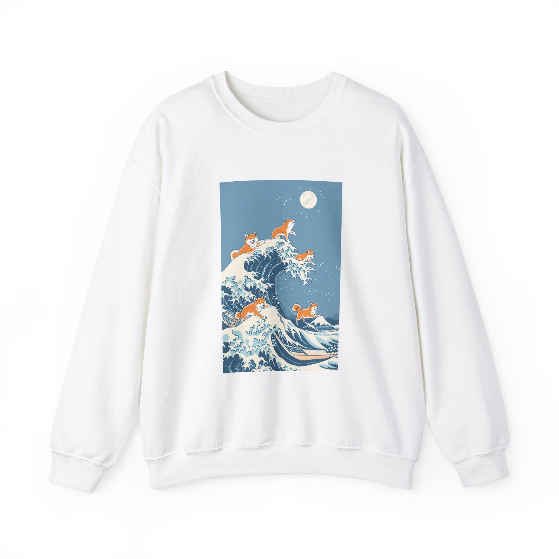 Shiba Inu Dogs Riding Hokusai the Great Wave Sweatshirt - Nihon Kollection