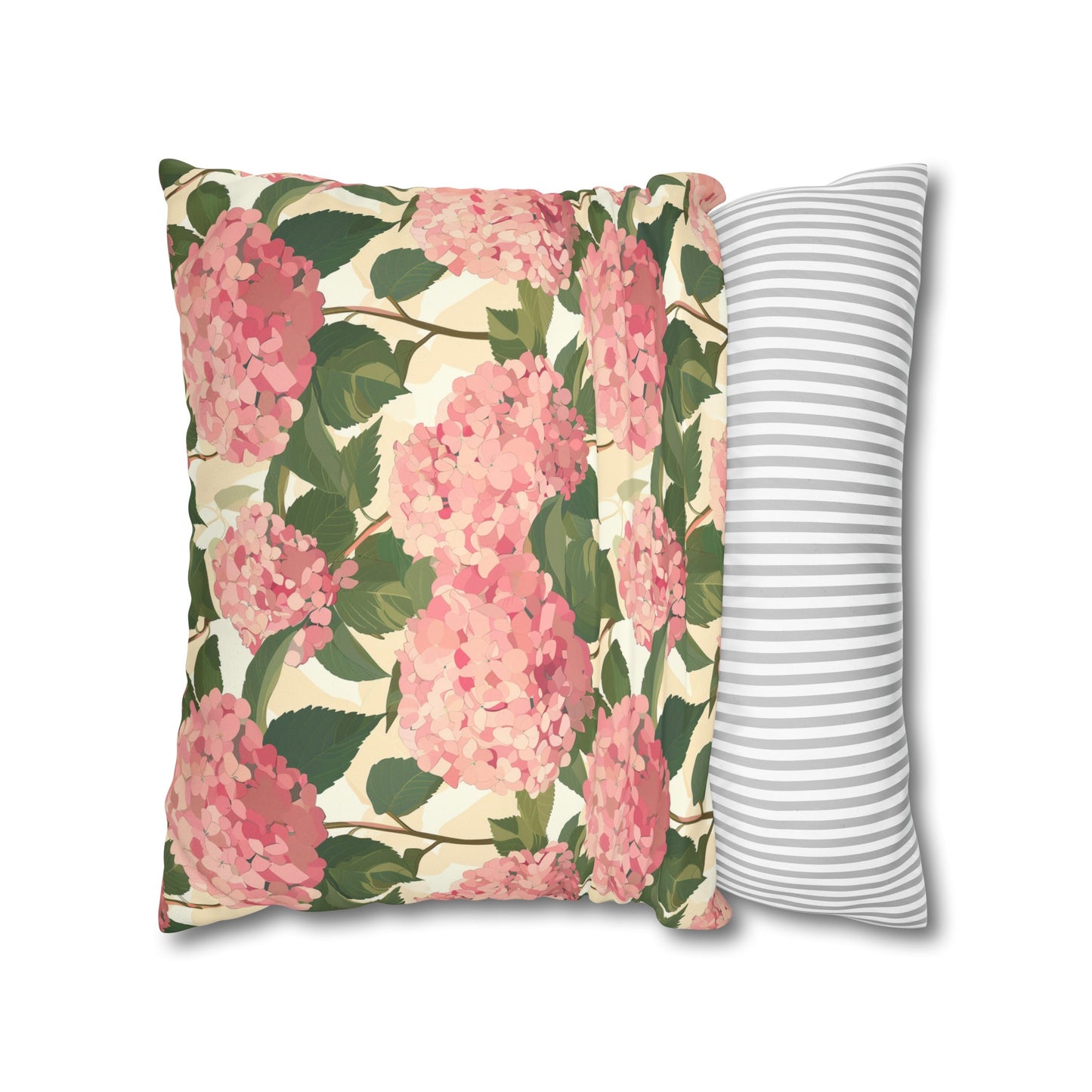 Japanese Pink Hydrangea Faux Suede Square Pillowcase - Nihon Kollection