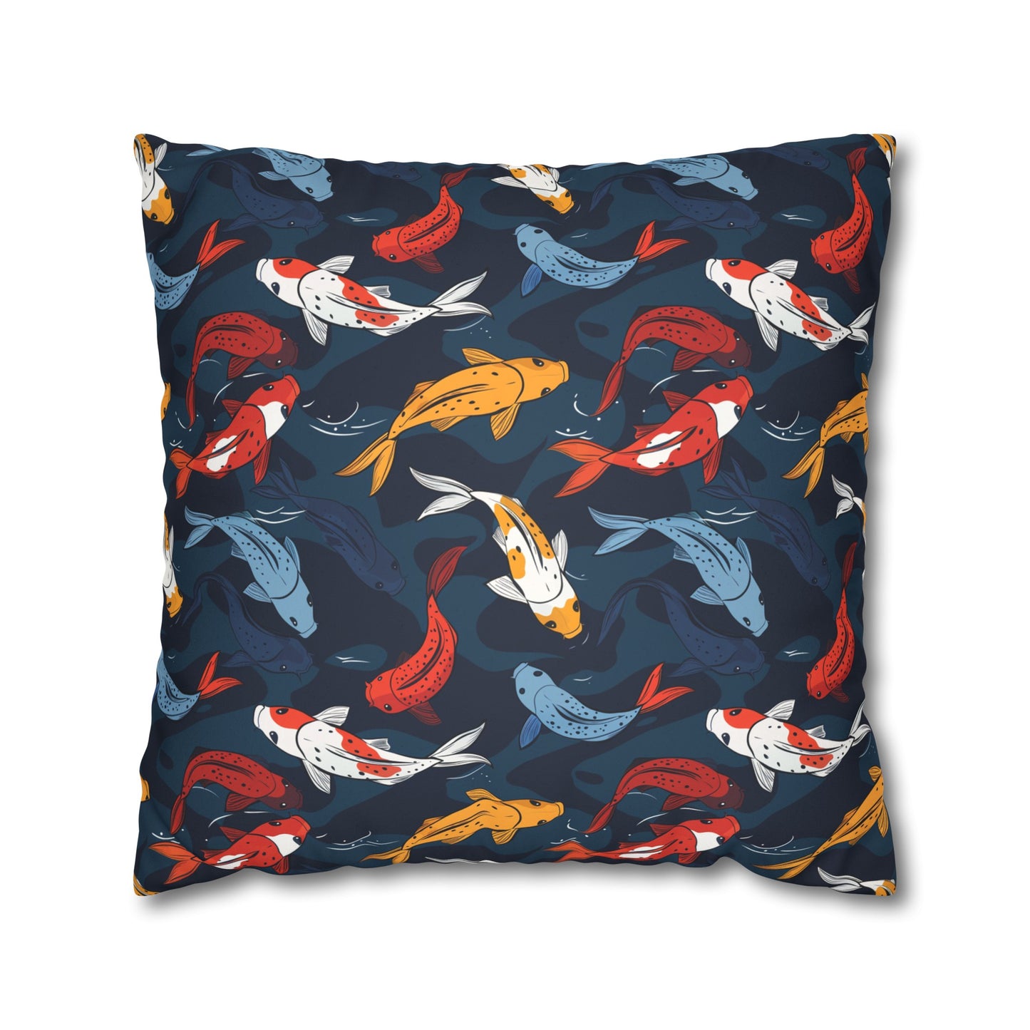 Japanese Koi Fish Faux Suede Square Pillowcase - Nihon Kollection