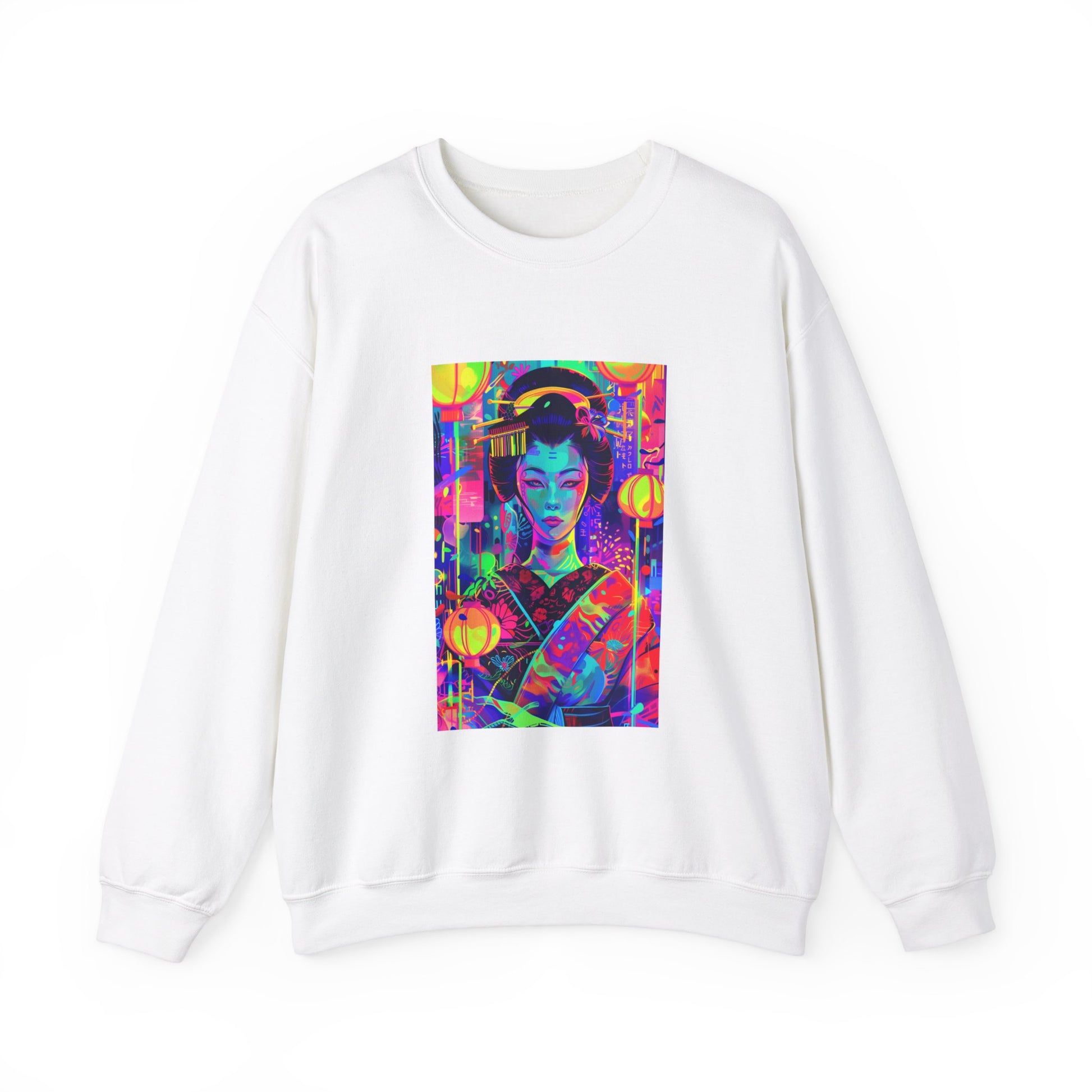 Retro Geisha With Neon Lights Sweatshirt - Nihon Kollection