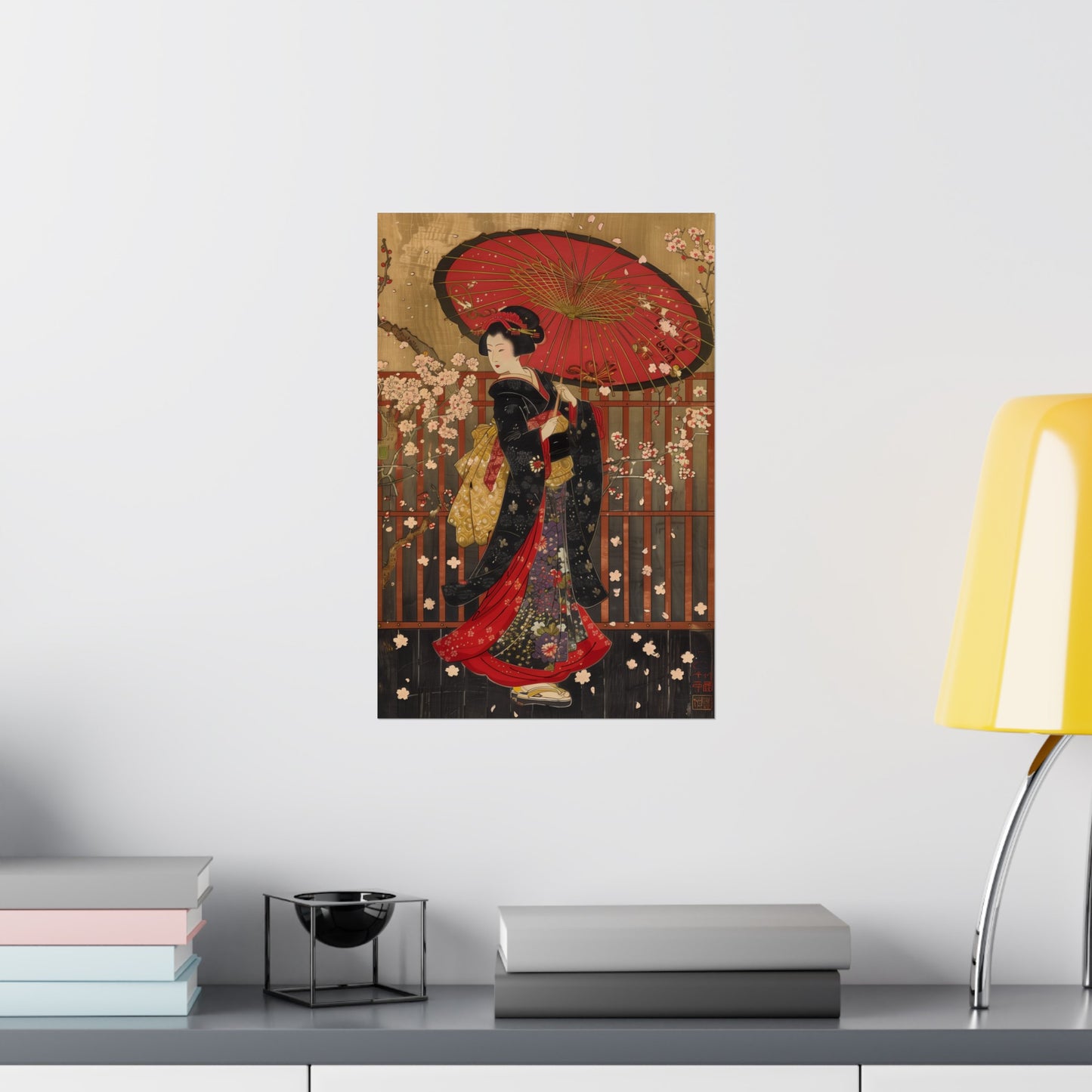 Ukiyo-e art Geisha Holding Umbrella Japanese Woodblock Poster - Nihon Kollection