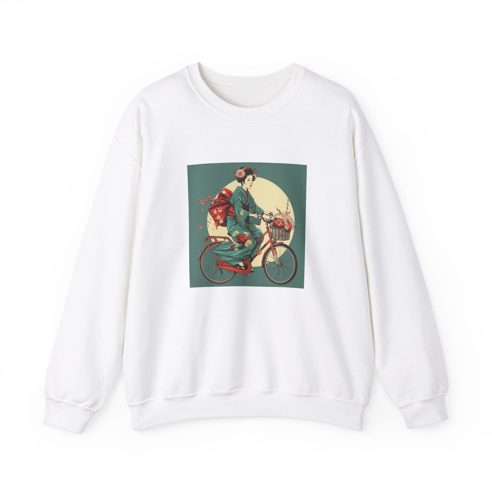 Vintage Geisha Riding A Bicycle Sweatshirt - Nihon Kollection