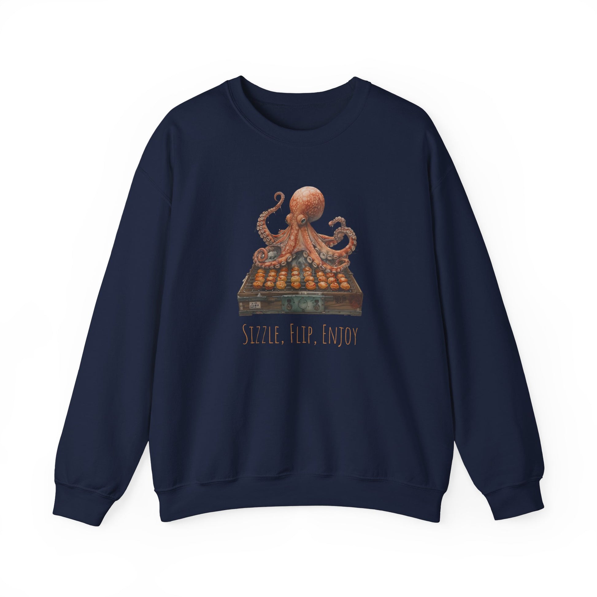 Sizzle, Flip, Enjoy Octopus Flipping Takoyaki Sweatshirt - Nihon Kollection