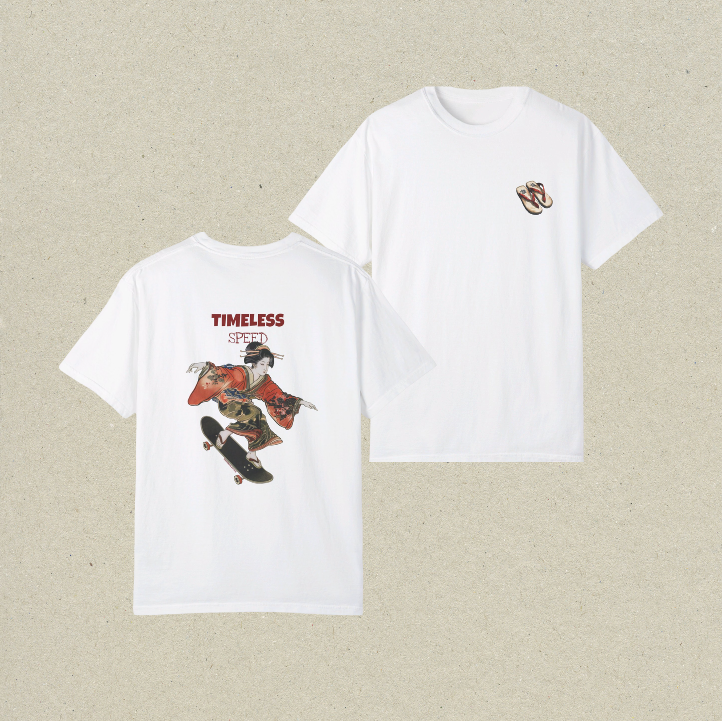 Geisha Riding Skateboard T-shirt